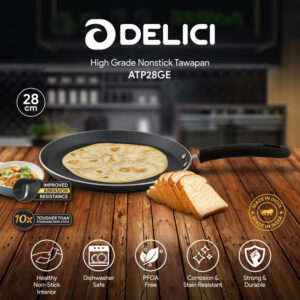delici-atp28ge-dark-spatter-coating-aluminium-non-stick-tawa-pan Granite Nonstick Tawa Pan 28cm Grey - ATP28GE Delici