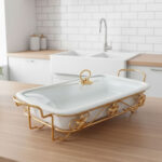 Rectangular Porcelain Chafing Dish or Food Warmer