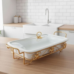 Rectangular Porcelain Chafing Dish or Food Warmer