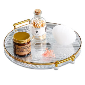Round Acrylic Tray with Golden Handles
