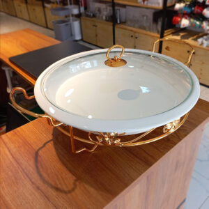round porcelain chafing dish