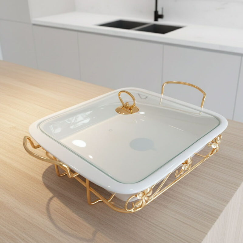 square-Porcelain-Chafing-Dish Square Porcelain Chafing Dish or Food Warmer