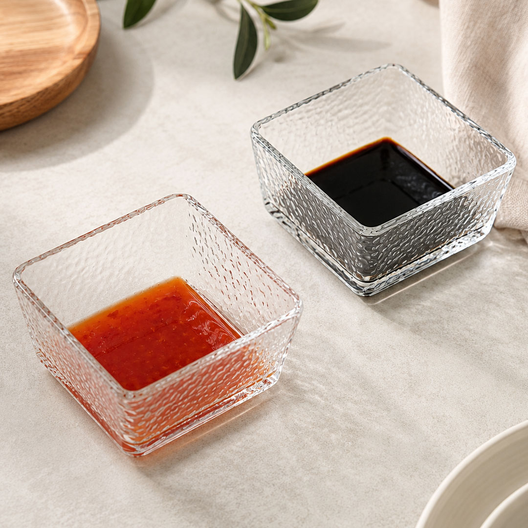 2pc Frosted Square Sauce Bowl Set