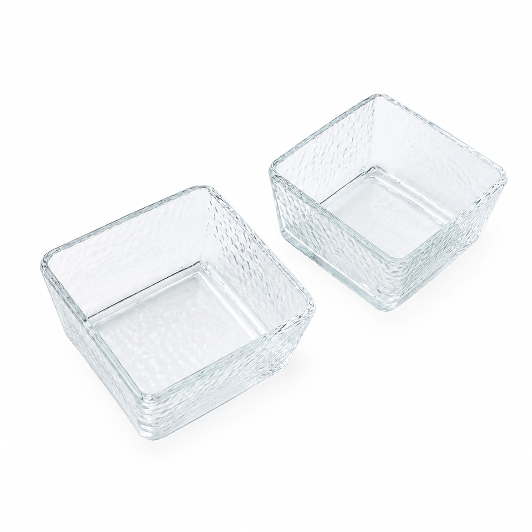 2pc Frosted Square Sauce Bowl Set