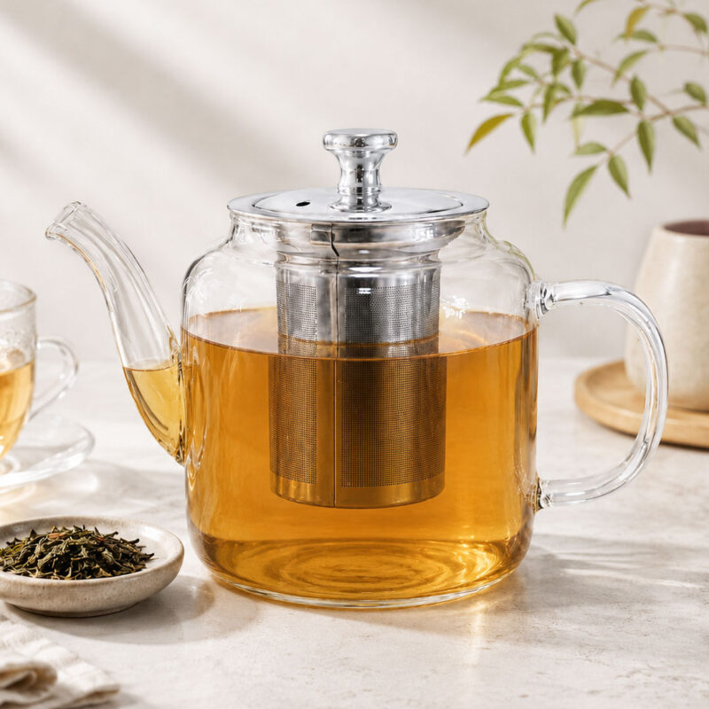 borosilicate glass teapot with infuser