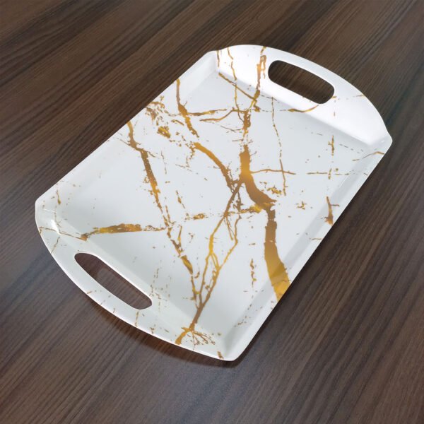 24.5x35.5cm Melamine Serving Tray with Gold Splatter Design