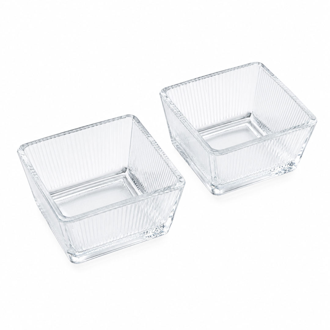 2pc Splined Square Sauce Bowl Set