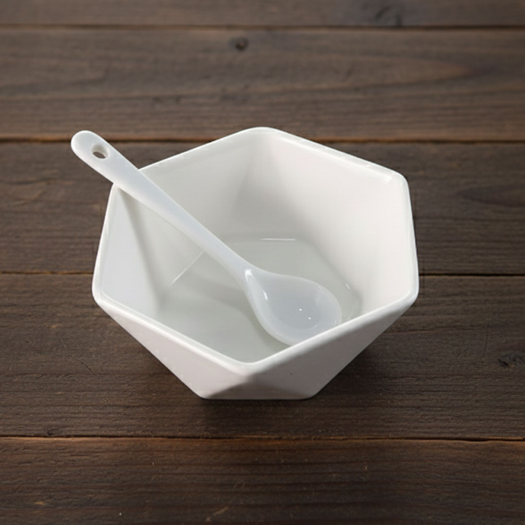 9cm 6pc Porcelain Bowl Set with Spoons - Polygon