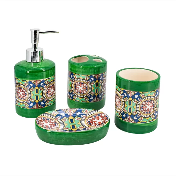 decorated bathroom accessory set
