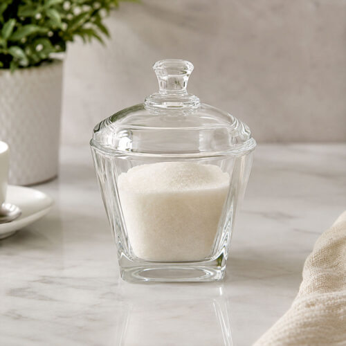 250ml Clear Glass Sugar Dish with Lid