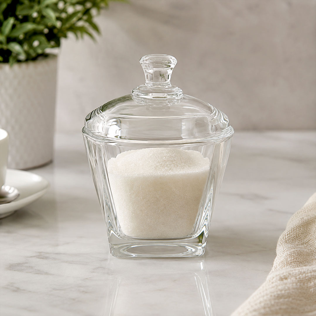 250ml Clear Glass Sugar Dish with Lid