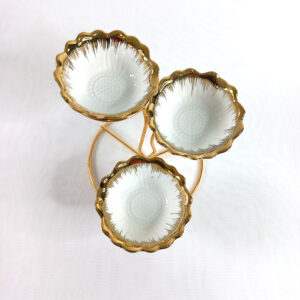 3 Tiered Ceramic Bowl Set with Golden Rim