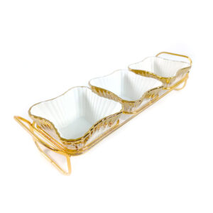 3pc gold rimmed ceramic bowl set