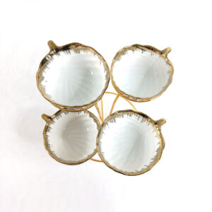 4 Tier Ceramic Bowl Set with Golden Rim