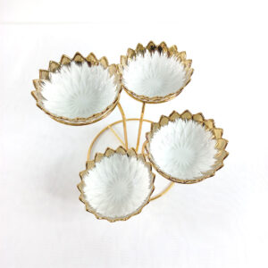 4 Tier Ceramic Bowl Set with Golden Rim