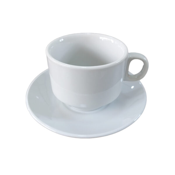 6pc Plain White Ceramic Cup and Saucer Set