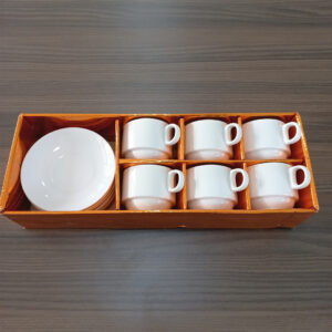 6pc Plain White Ceramic Cup and Saucer Set