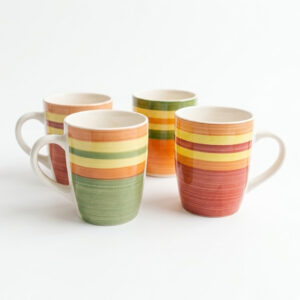 multicoloured 4pc mug set