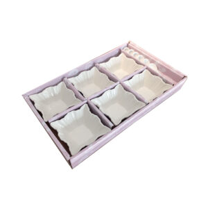 6pc Porcelain Bowl Set with Spoons Pointy Corners - 9cm