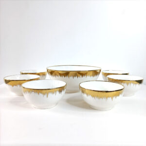 7Pc Porcelain Bowl Set with Golden Rim