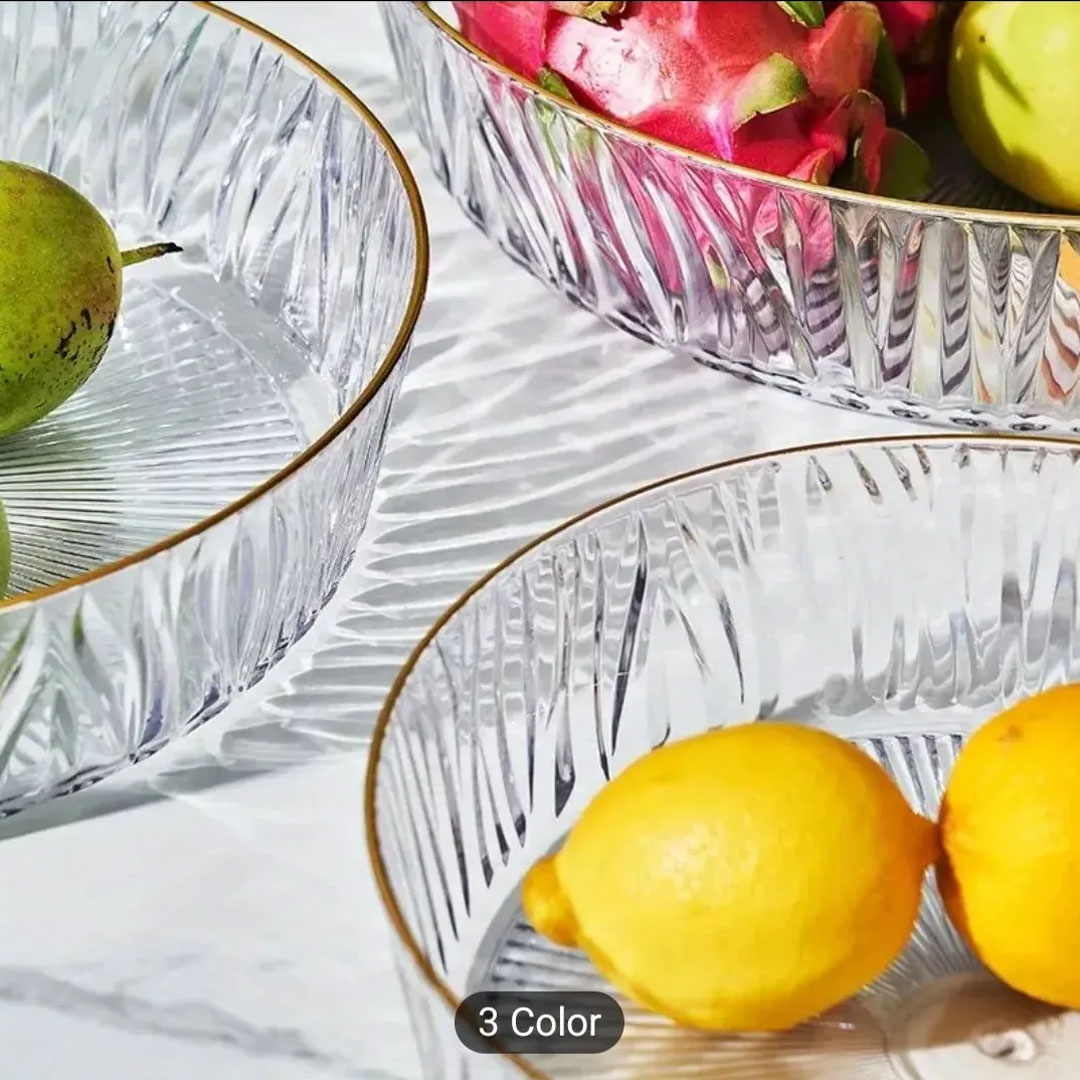 Round Decorative Tray with Gold Edge