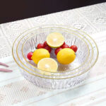 Round Decorative Tray with Gold Edge