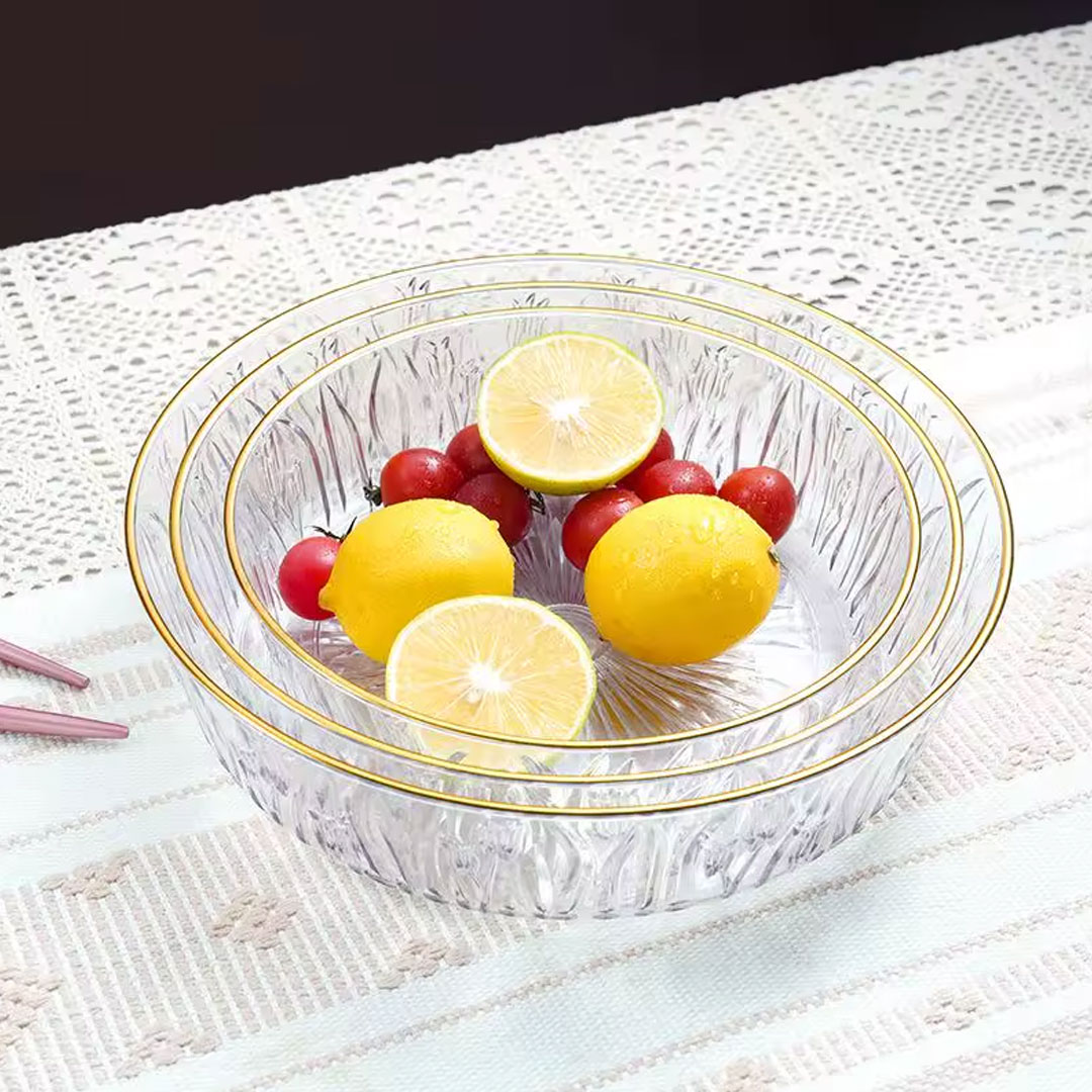 Round Decorative Tray with Gold Edge
