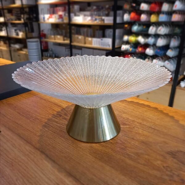 Decorated Clear Glass Bowl with Stand