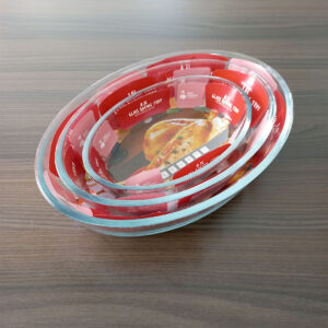 3pc Oval Glass Baking Dish Set - 0.7L, 1.6L, and 2.4L