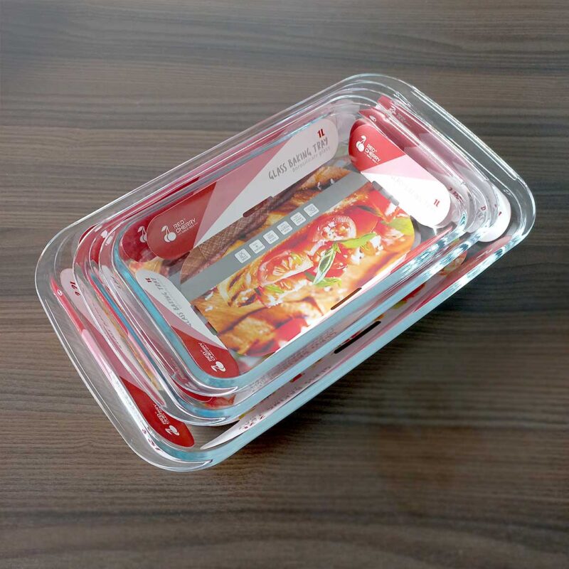 red-cherry-rectangular-glass-baking-dish-set-1 3pc Rectangular Glass Baking Dish Set - 1L, 1.6L, 2.2L