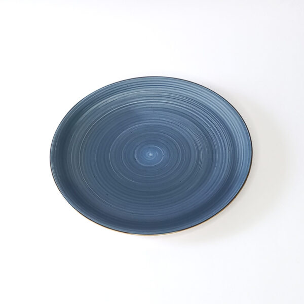 Ceramic Dinner Plate, Swirl Design 26.5cm - Dark Blue