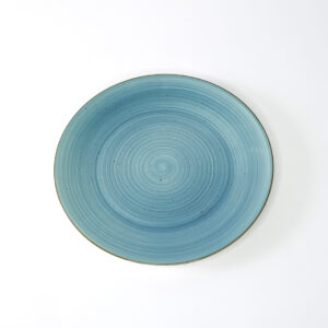 Ceramic Dinner Plate, Swirl Design 26.5cm - Light Blue