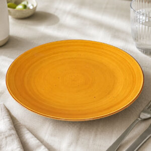 Ceramic Dinner Plate, Spiral Design 26.5cm - Orange