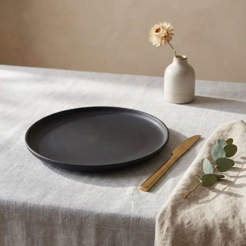 black-ceramic-dinner-plate