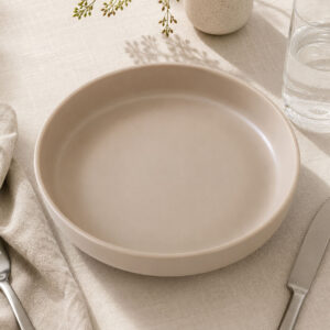 22cm Ceramic Deep Plate – Beige