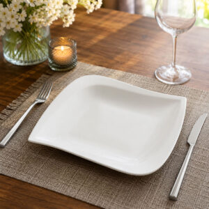 Porcelain Curved Square Deep Plate