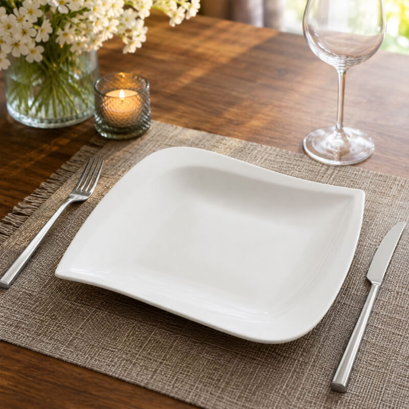 Porcelain Curved Square Deep Plate
