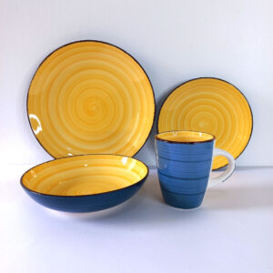 16pc Ceramic Dinner Set - Yellow and Blue