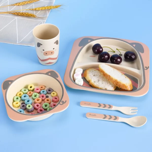 5pc Bamboo Fiber Kids Dinner Set