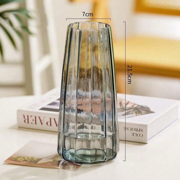 Ribbed Smoky Grey Glass Vase