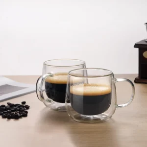 2pc Double Walled Glass Mug Set