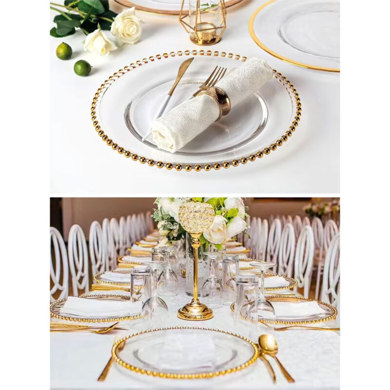 gold-beaded-plate-6 gold beaded clear glass plates