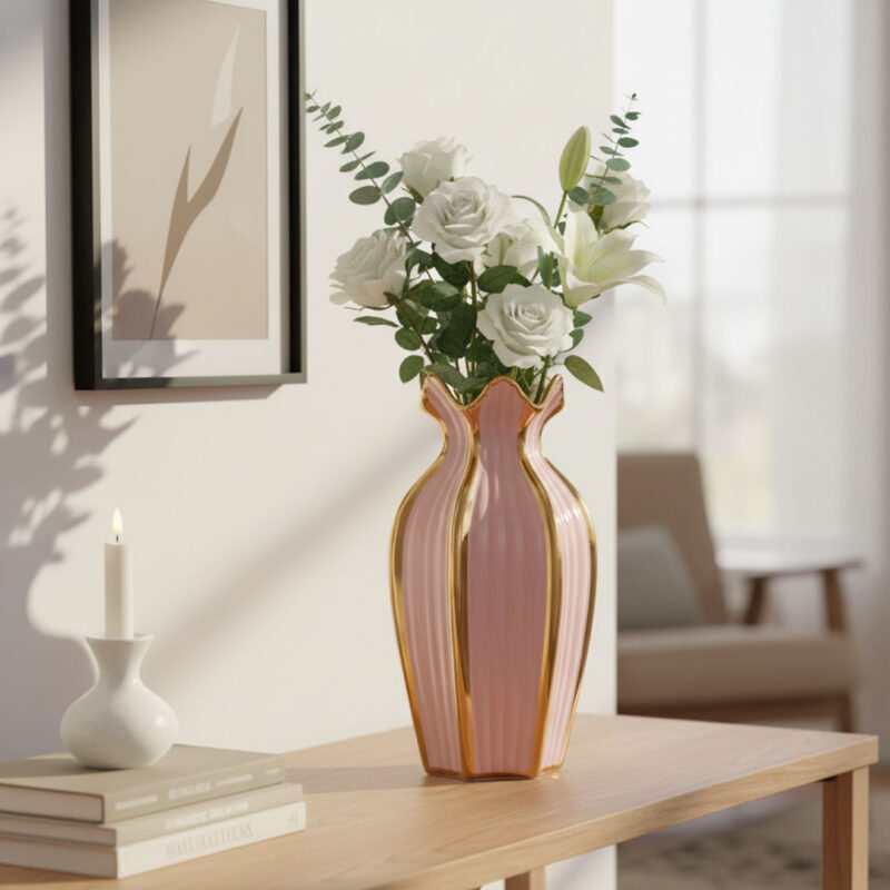 30cm-Ceramic-Vase-with-Gold-Accents