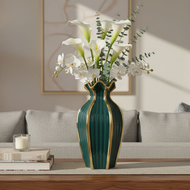 30cm-Ceramic-Vase-with-Gold-Accents