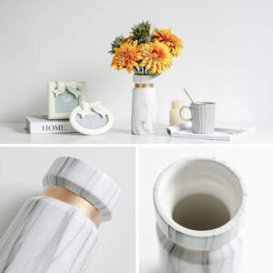Marble-Effect-Ceramic-Vase-with-Gold-Accent