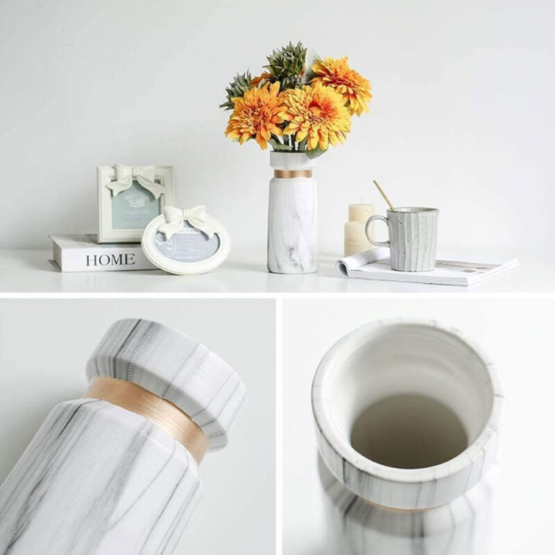 Marble-Effect-Ceramic-Vase-with-Gold-Accent