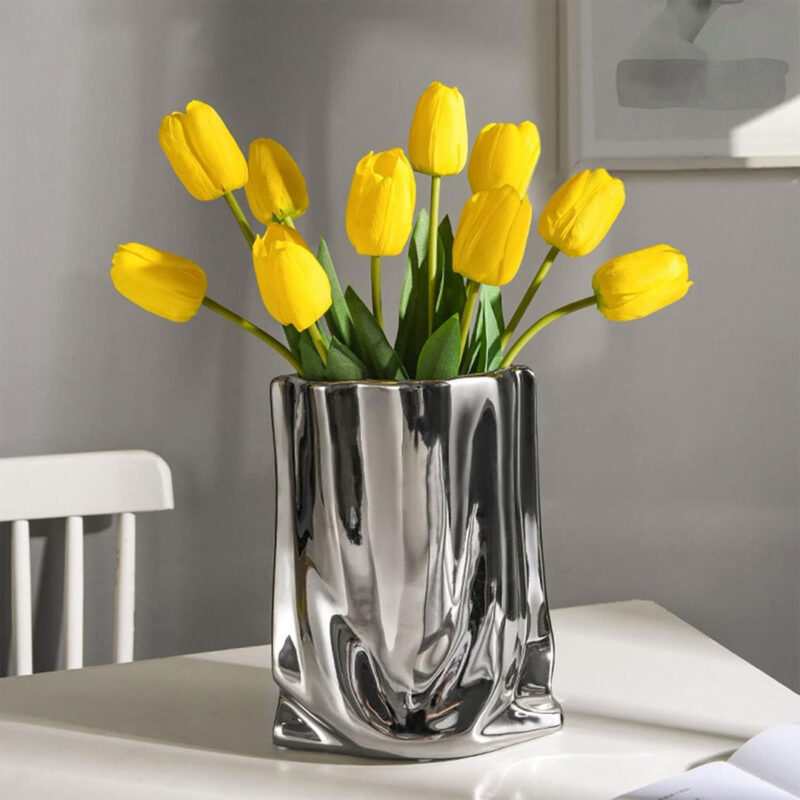 metallic glossy ceramic vase