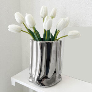 metallic glossy ceramic vase