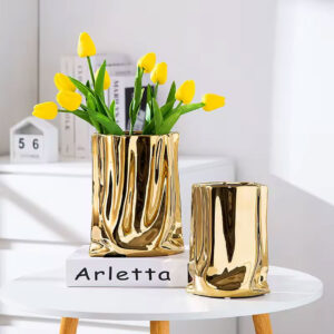 metallic glossy ceramic vase