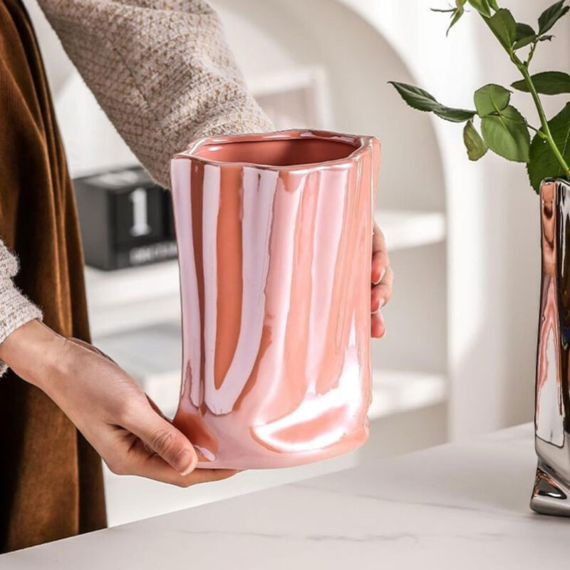 metallic glossy ceramic vase